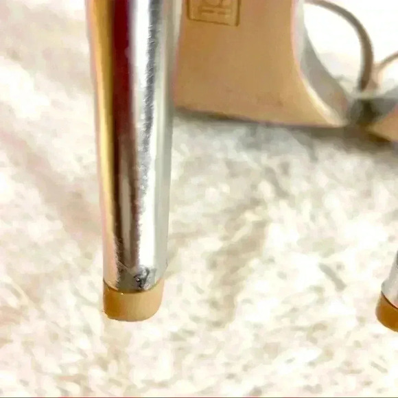 Brash Silver Open Toe Lattice Heeled Sandals - Picture 13 of 16